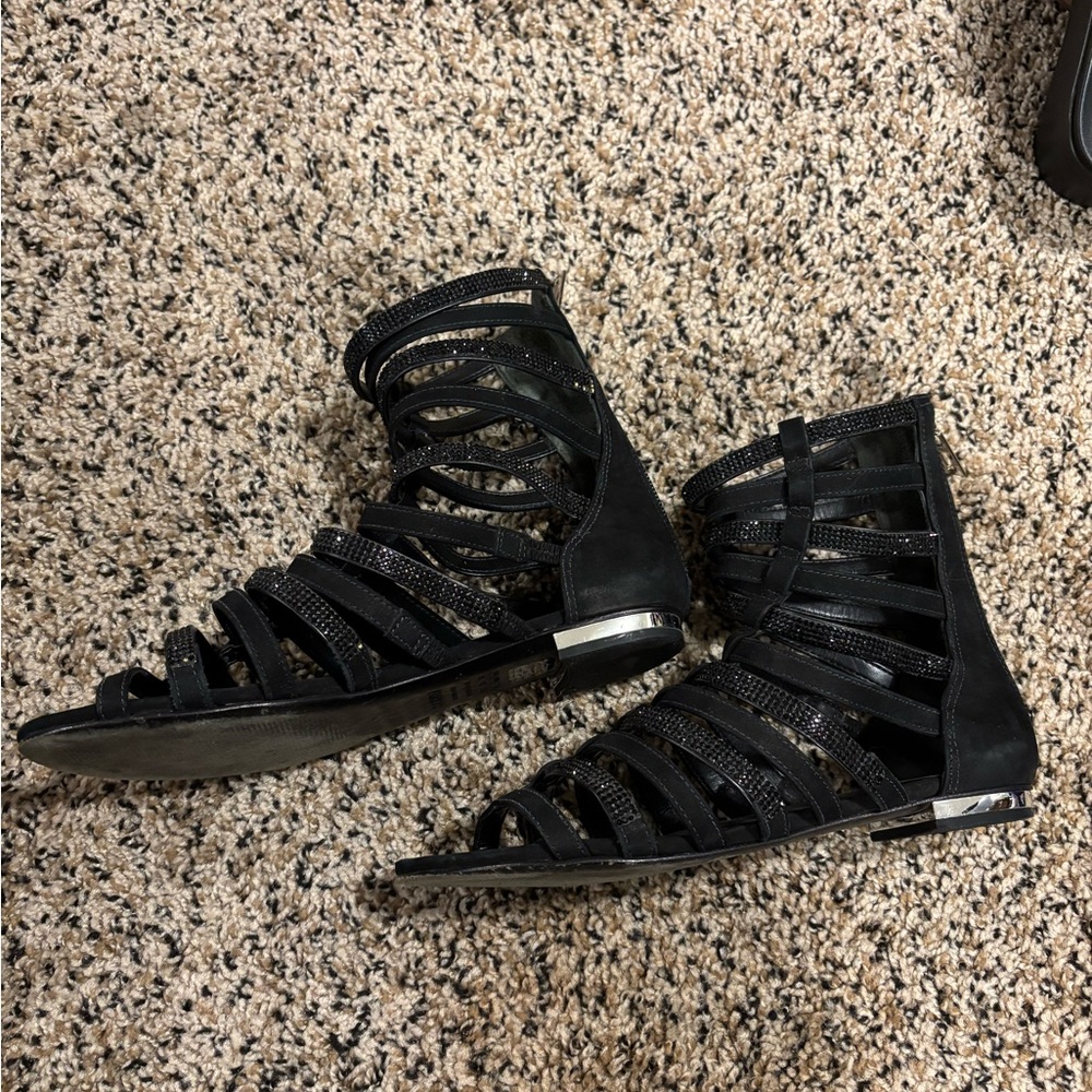 SCHUTZ Black Strappy Gladiator Sandals